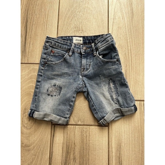 Hudson Girls Designer Blue Jean Shorts Cuffed Stretch Size 7 Casual SB - Picture 1 of 3